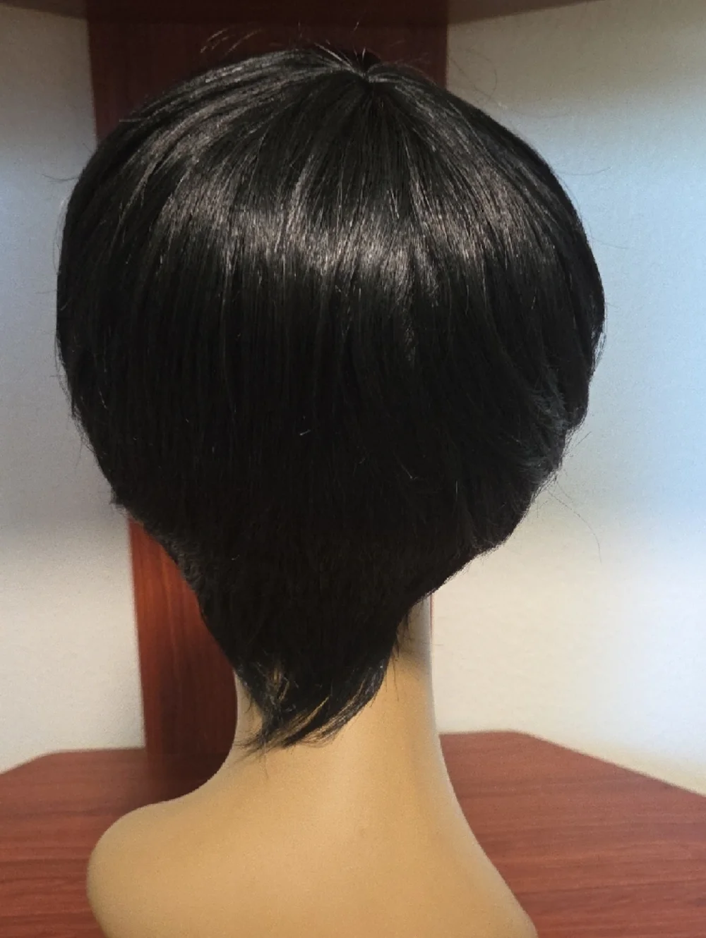 Women's Short Layered Pixie Cut Wig in Black with Blonde Highlights